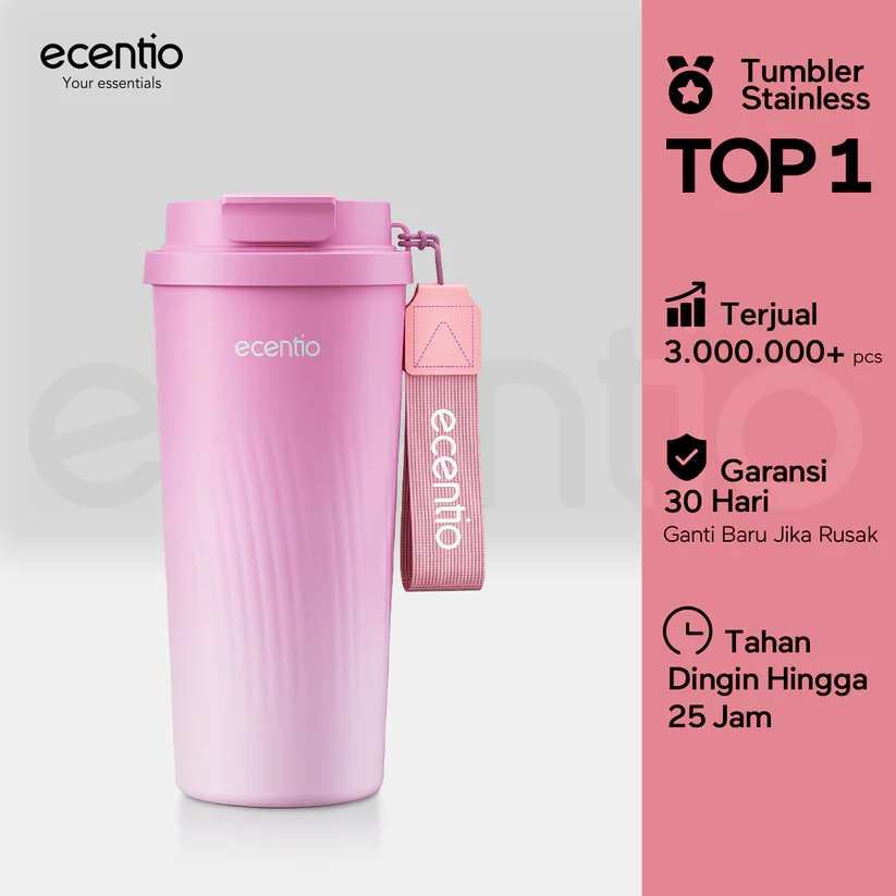 9 Rekomendasi tumbler Ecentio stainless steel di bawah 1 liter dengan sedotan yang praktis saat minum