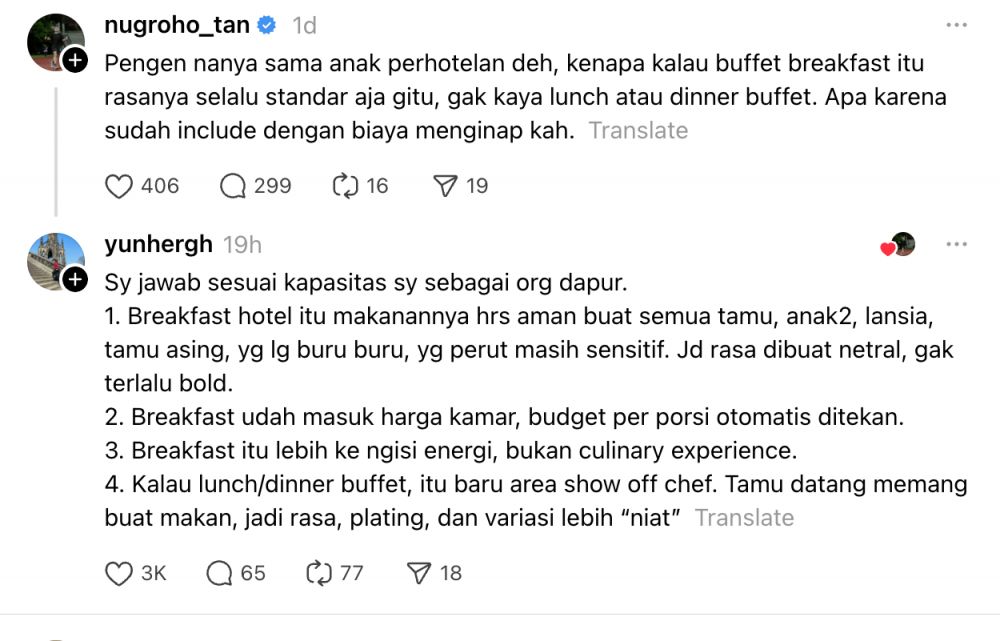Sering dianggap standar, ternyata ini alasan menu sarapan hotel tak selezat makan malam
