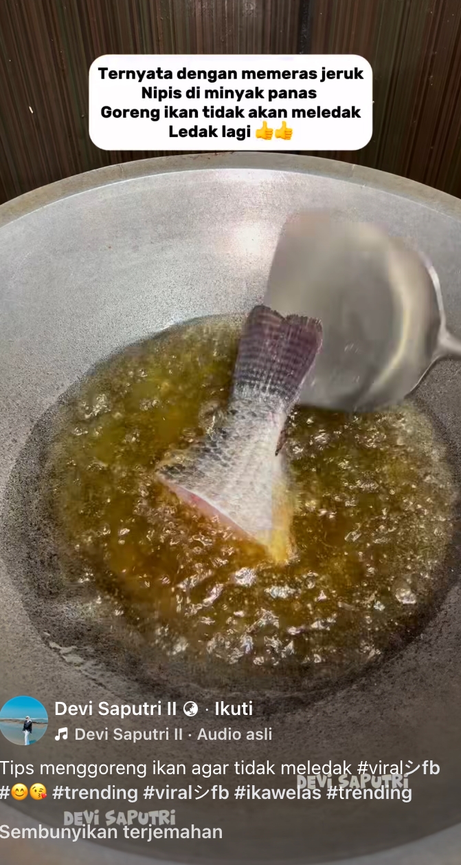 Menggoreng ikan tak lagi lengket dan meledak, wanita ini punya cara andalkan satu jenis buah