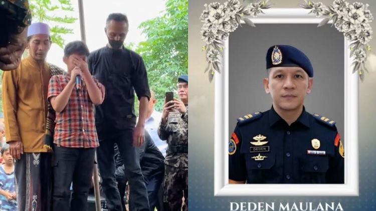 Ketegaran putra Deden Maulana antar ayahanda ke peristirahatan terakhir, azan dengan suara bergetar