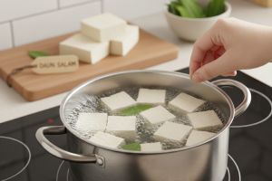 Cara merebus tahu agar tetap utuh dan bebas aroma asam dengan satu bahan dapur