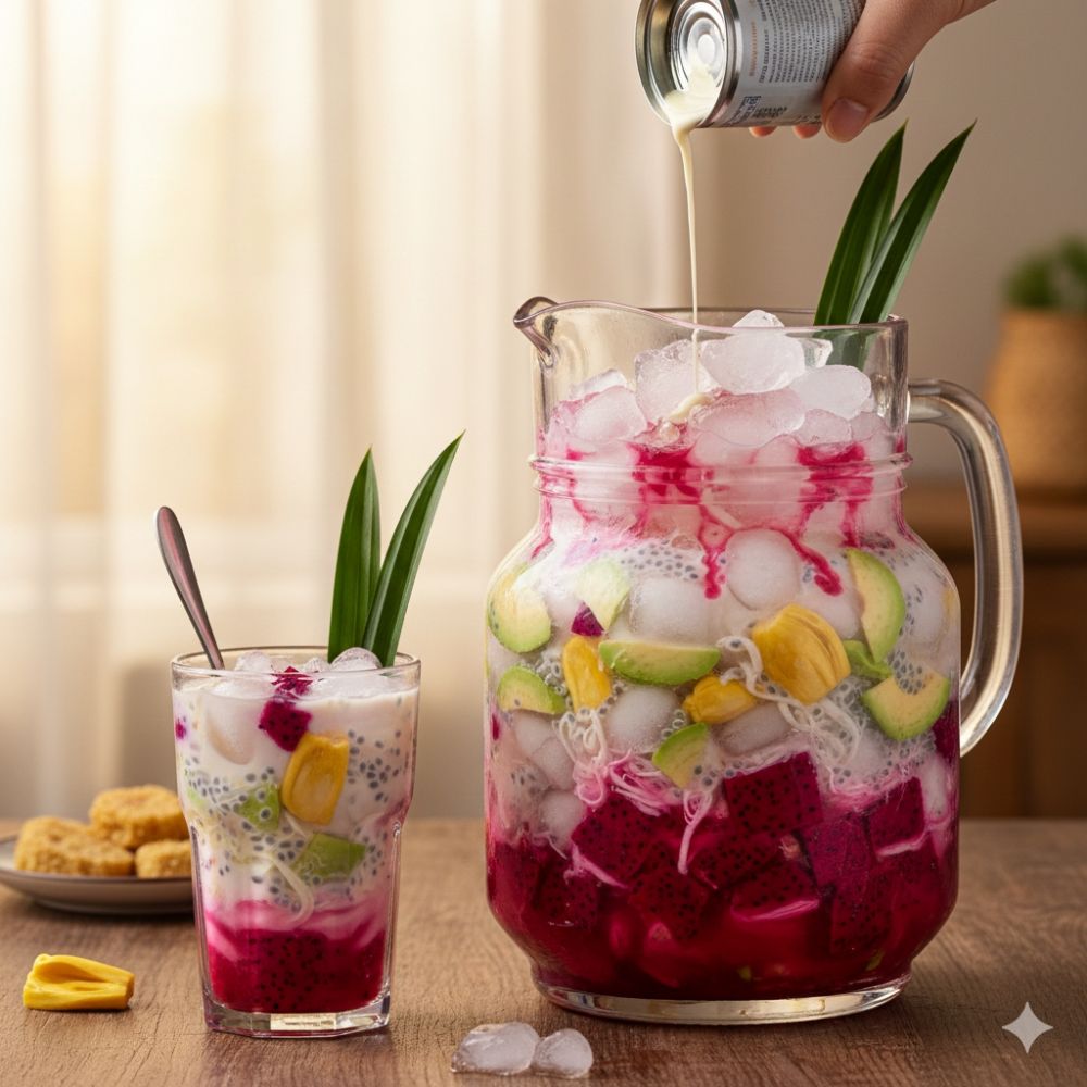 Resep es teler buah naga porsi teko, takjil segar untuk buka puasa keluarga