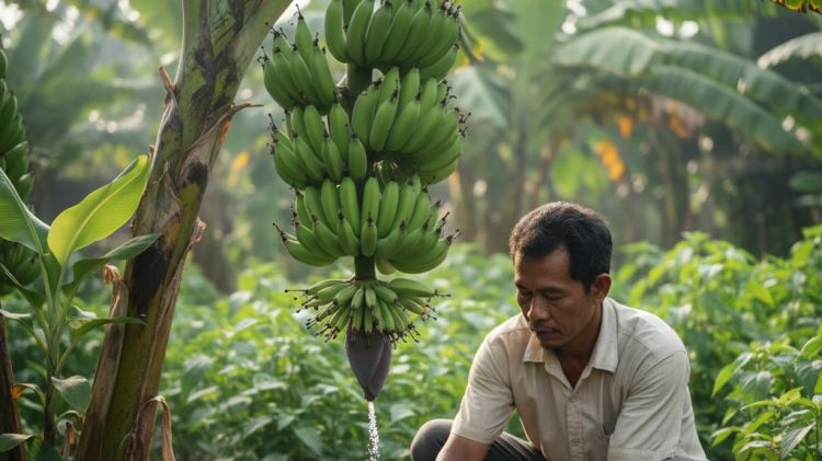 Bukan air cucian beras, cukup tabur bumbu dapur ini agar pohon pisang subur