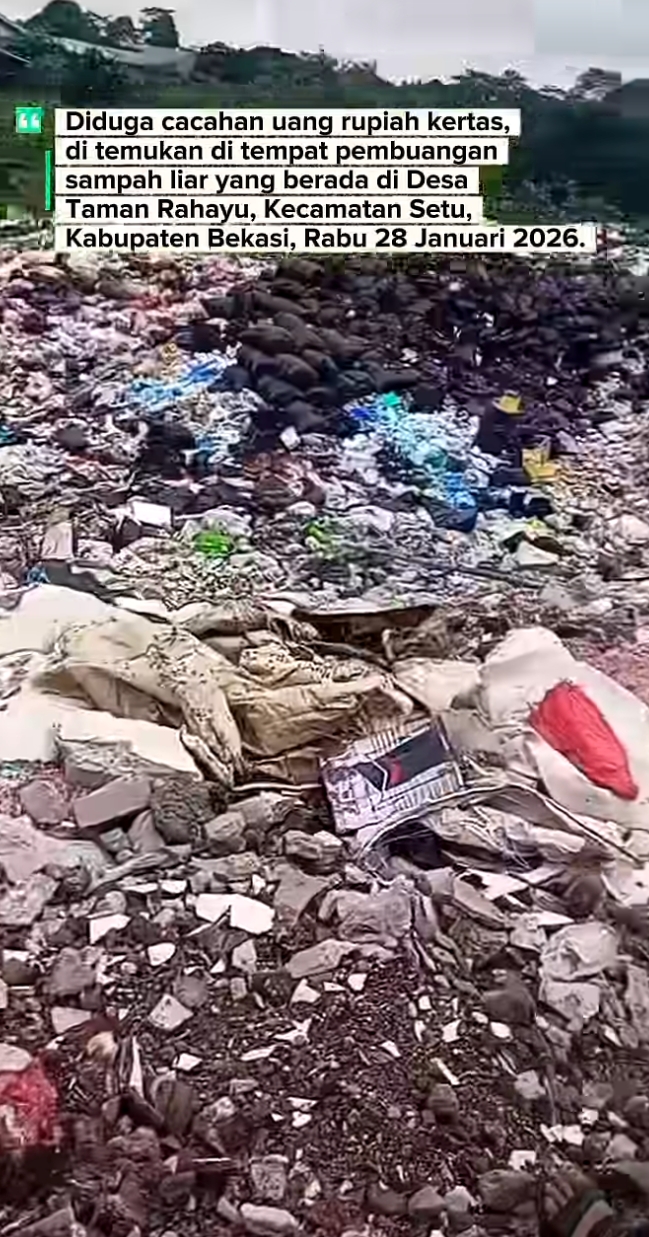 5 Potret limbah mirip cacahan uang Rp50-Rp100 ribu ditemukan di TPS liar Bekasi