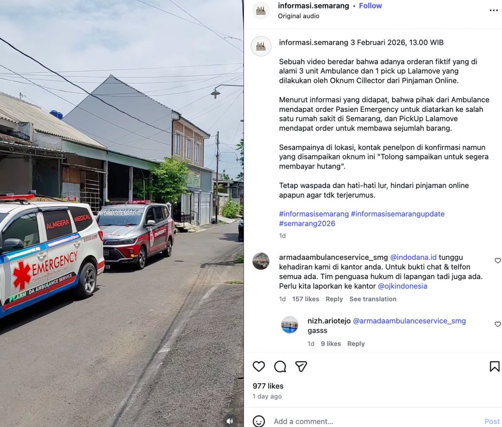 orderan fiktif debt collector ambulance berbagai sumber