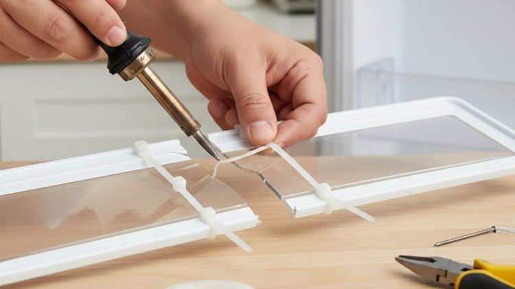 Rak kulkas retak? Jangan beli baru, pakai trik solder dan kabel ties ini