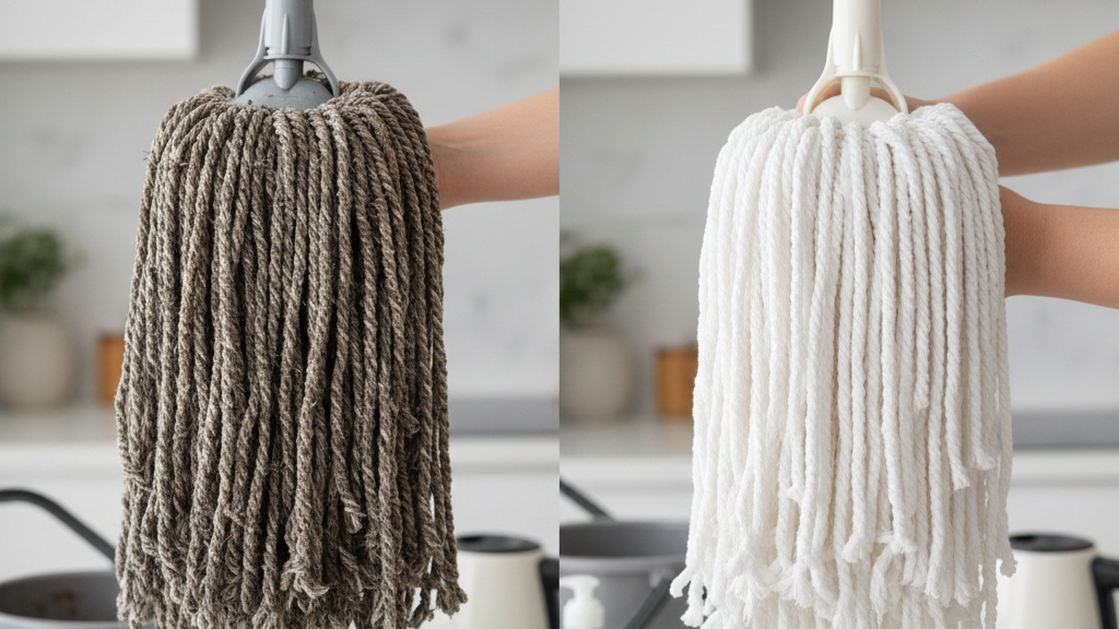 Trik bersihkan kain pel dekil andalkan bahan dapur, ampuh banget