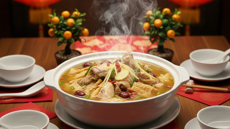 Cara membuat sup ayam jahe kembang tahu yang bening dan gurih untuk menu reuni Imlek