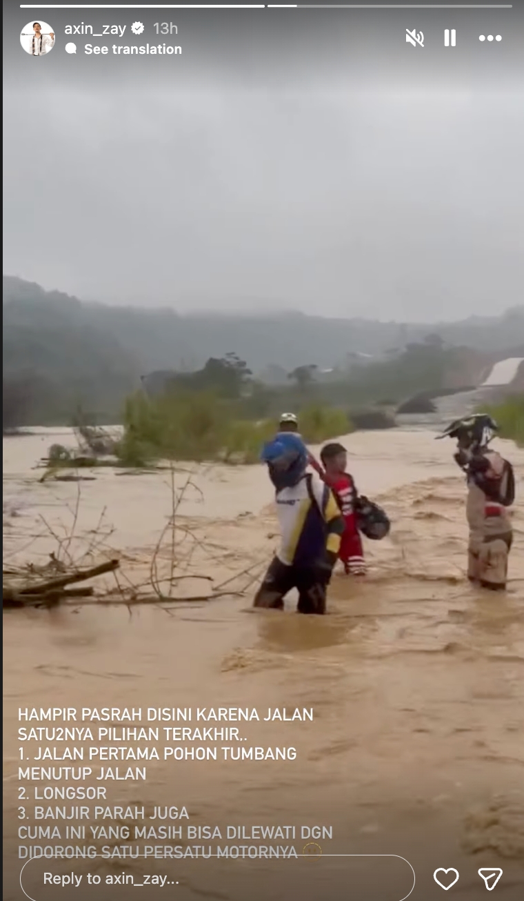 Detik-detik Judika terjebak banjir saat offroad trail di Hambalang, pilih tinggalkan motor