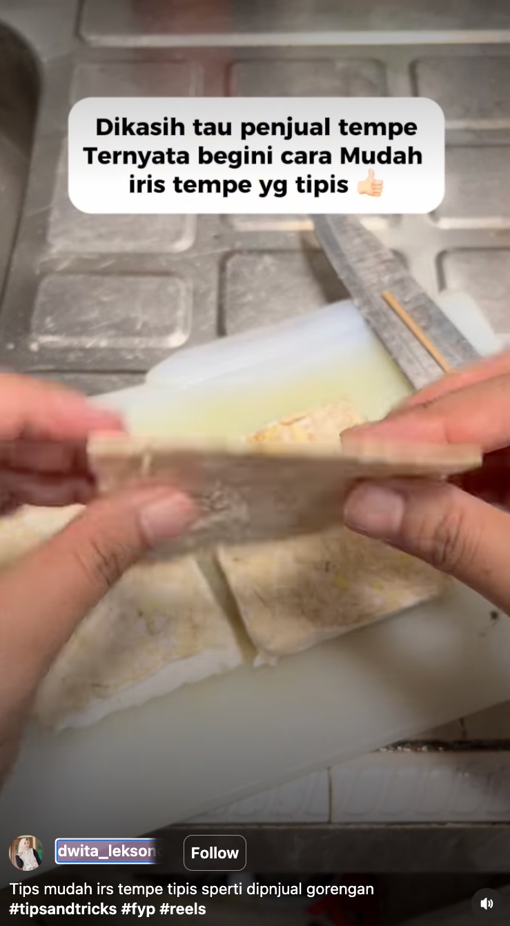 Cara mudah iris tempe tipis tanpa patah ala penjual tempe profesional