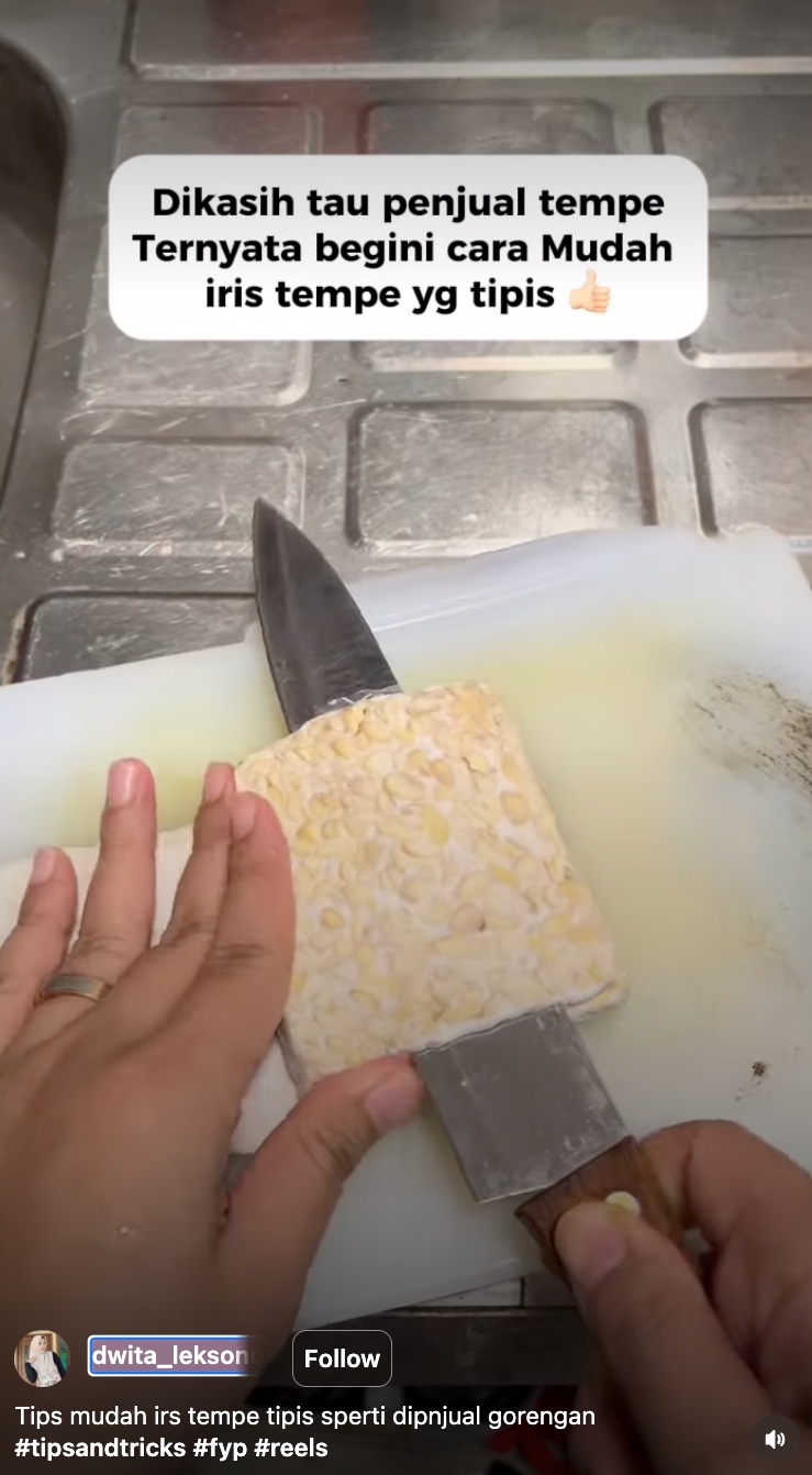 Cara mudah iris tempe tipis tanpa patah ala penjual tempe profesional