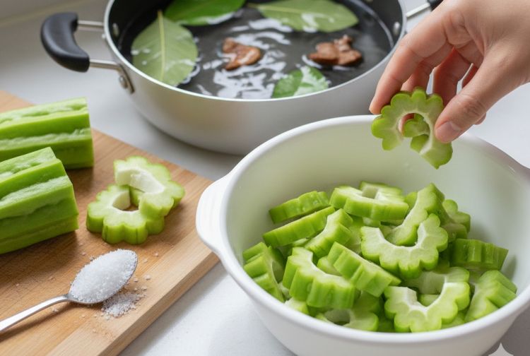 Tutorial menghilangkan rasa pahit pare untuk siomay dan lalapan, hasilnya maksimal