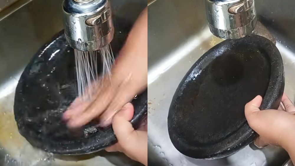 Trik bersihkan sisa kunyit pada cobek batu tanpa sabun berlebih