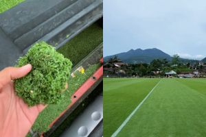 9 Potret mewah Gelora Desa Karang, lapangan viral kualitas internasional dengan view Gunung Lawu