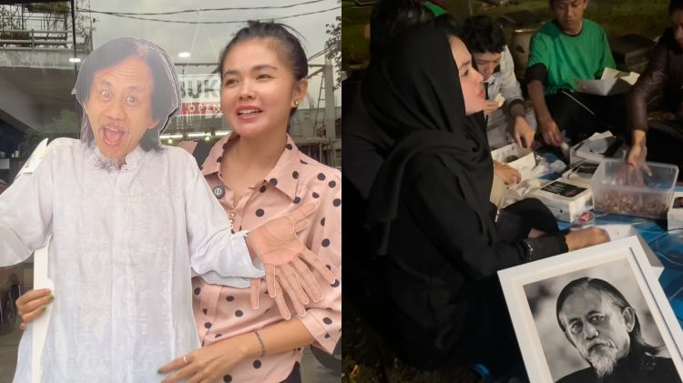 7 Potret Karina Ranau sahur pertama di makam Epy Kusnandar, merasa bareng-bareng