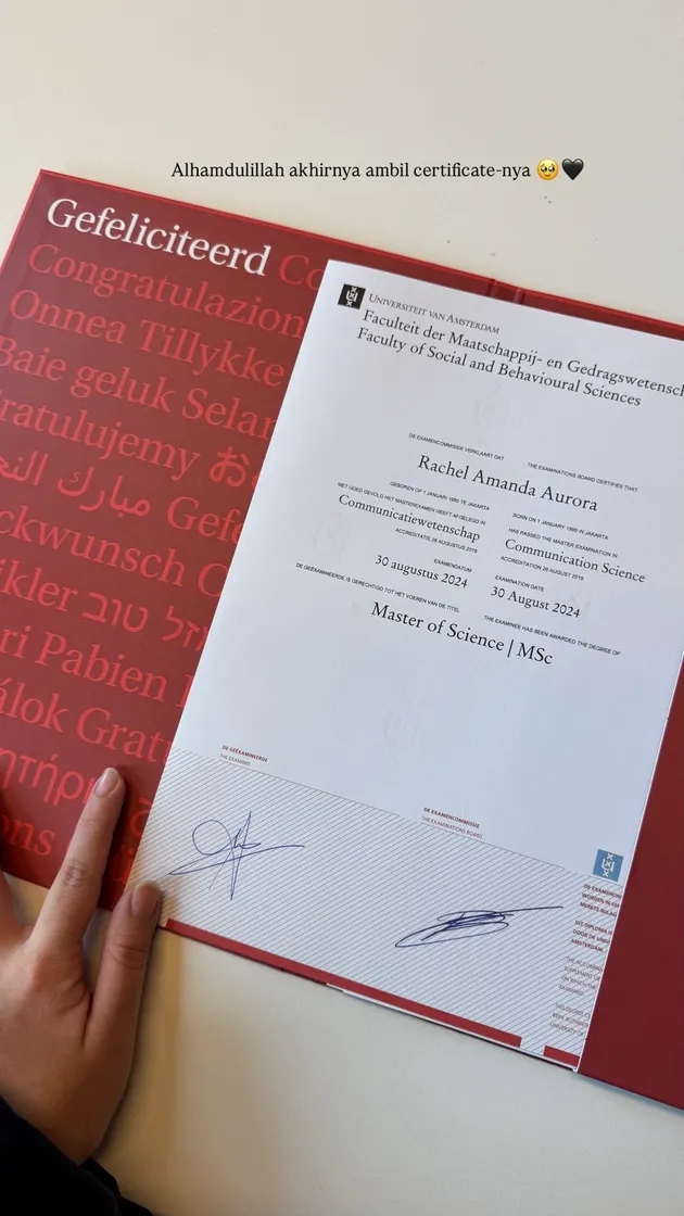 7 Momen bahagia Rachel Amanda ambil ijazah S2 di Belanda, lulusan beasiswa BPI yang menginspirasi