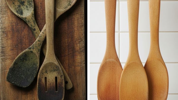 Trik ampuh hilangkan bau dan jamur pada sutil kayu modal garam dan cuka dapur