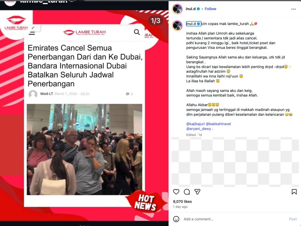 Persiapan sudah 100%, Inul Daratista curhat gagal berangkat umrah karena situasi geopolitik memanas