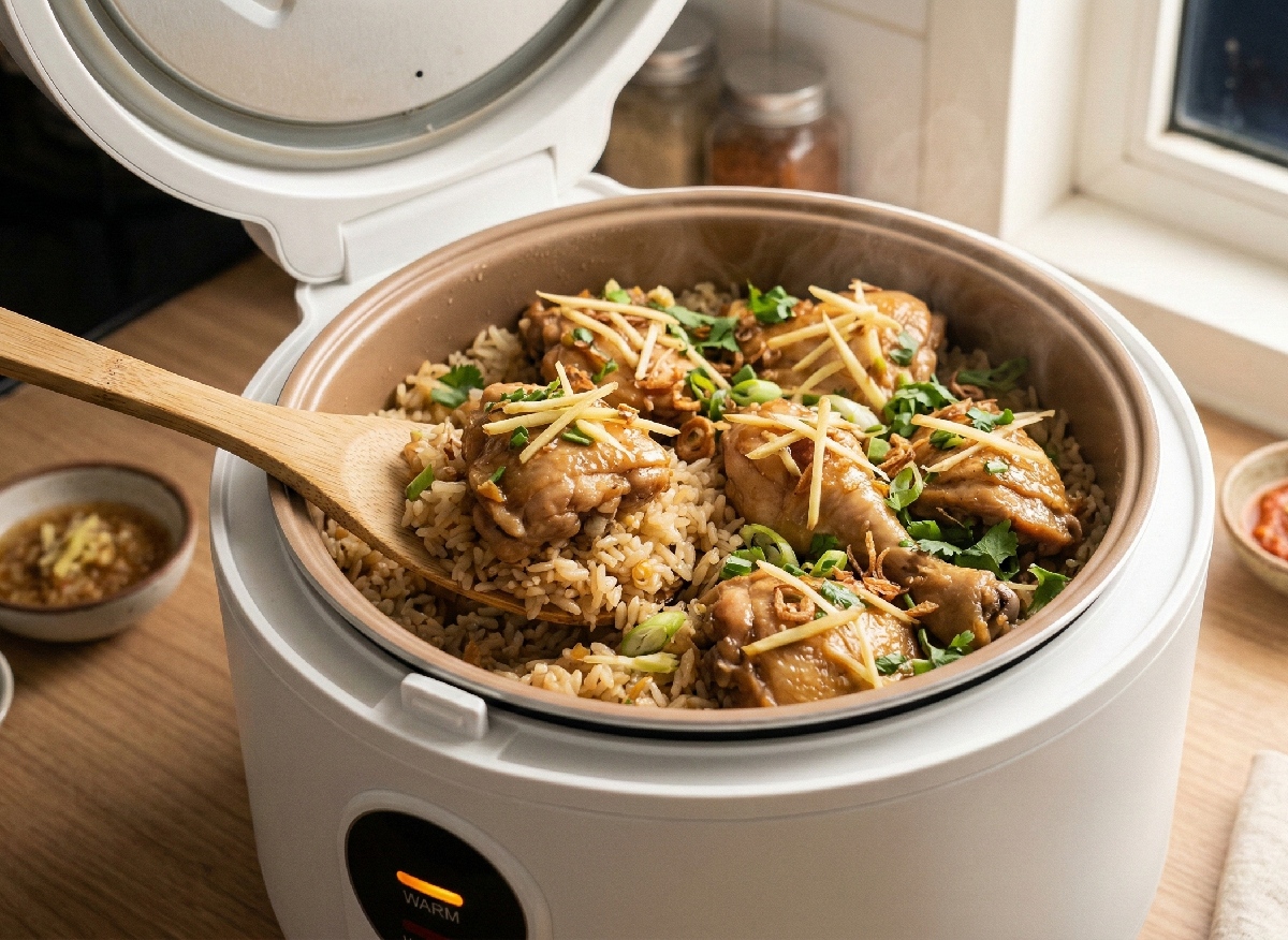 Resep nasi ayam jahe simpel masak pakai rice cooker, bisa ditinggal tidur pas sahur sudah jadi
