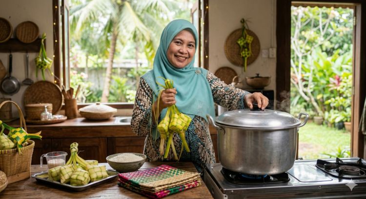 Trik rahasia ketupat Lebaran matang sempurna hanya 30 menit, janur tetap hijau cerah