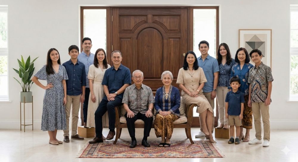 5 Ide pose foto Lebaran estetik, trik keluarga besar terlihat ramping di HP