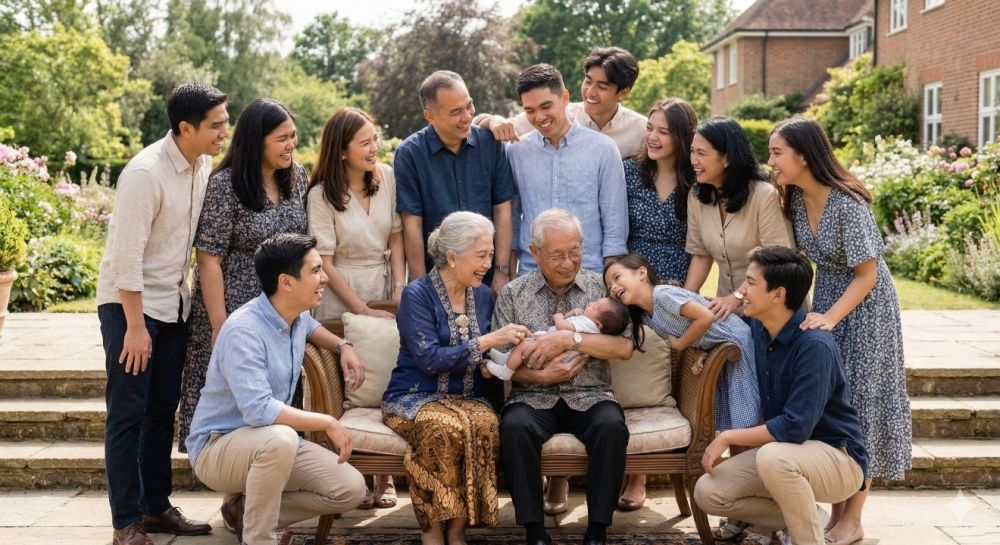 5 Ide pose foto Lebaran estetik, trik keluarga besar terlihat ramping di HP