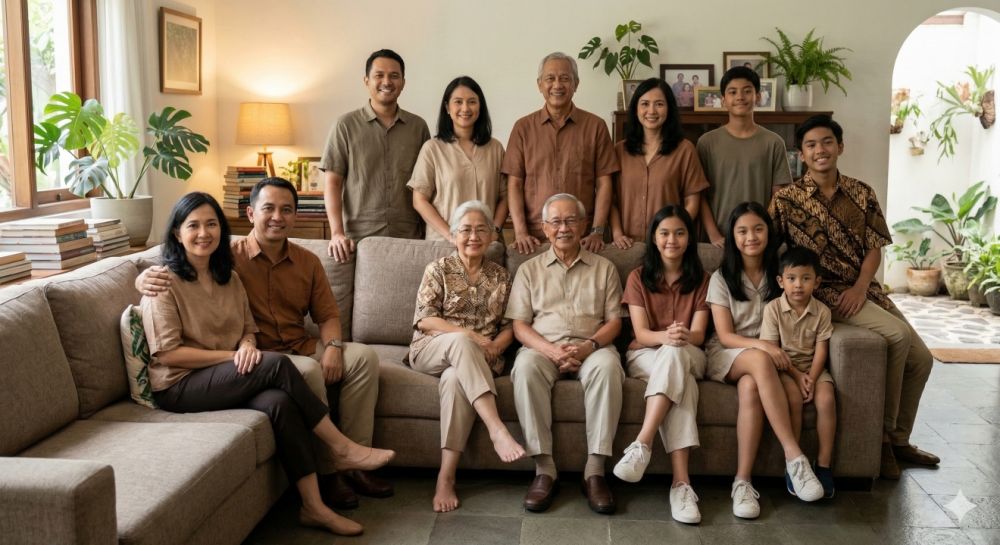 5 Ide pose foto Lebaran estetik, trik keluarga besar terlihat ramping di HP