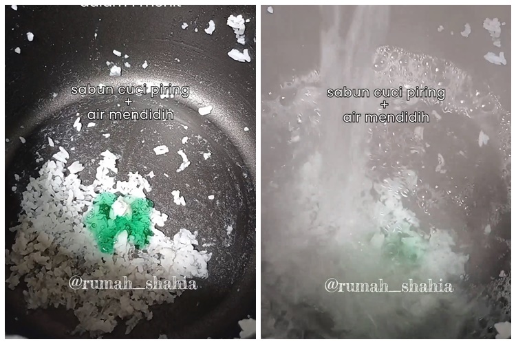 Kirain harus direndam lama, ternyata modal air panas doang panci rice cooker bebas kerak nasi