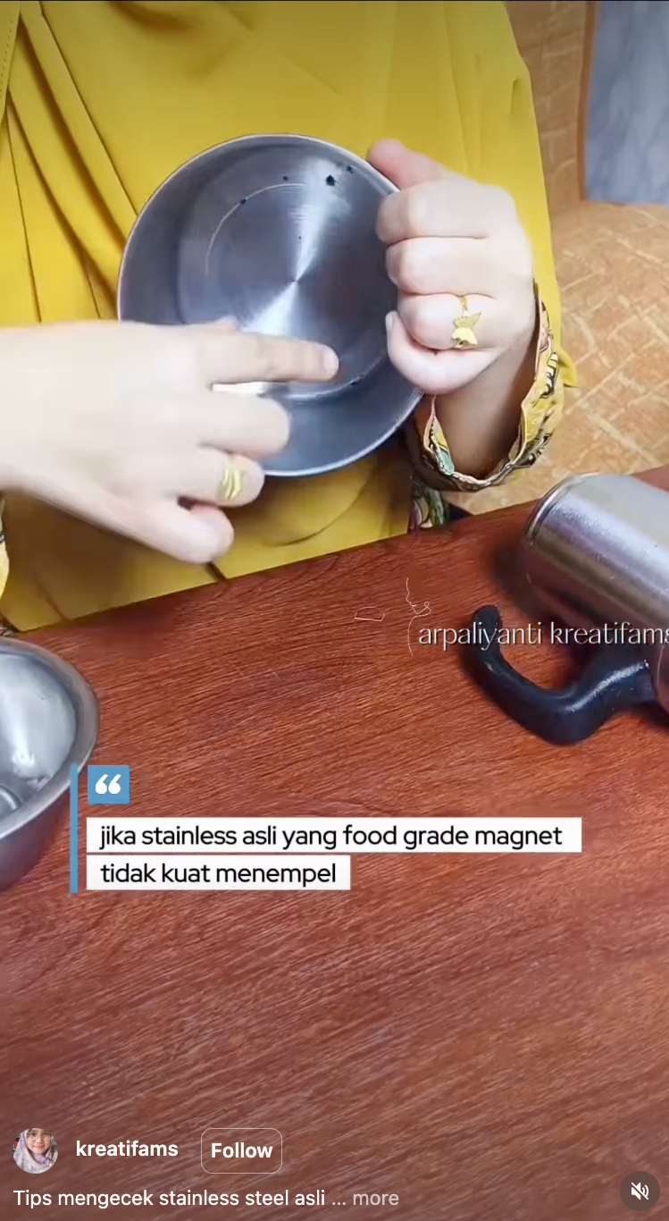 Cara cek stainless steel asli atau palsu pakai magnet, aman dipakai untuk alat masak dan makan?