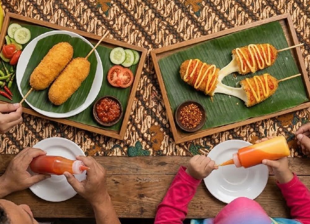 Resep jajanan corndog super gampang dan bisa dimasak bareng keluarga di kampung, suasana jadi seru