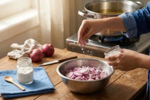 Bukan pakai terigu, ini trik bikin bawang goreng anti gosong buat pelengkap opor dan rendang