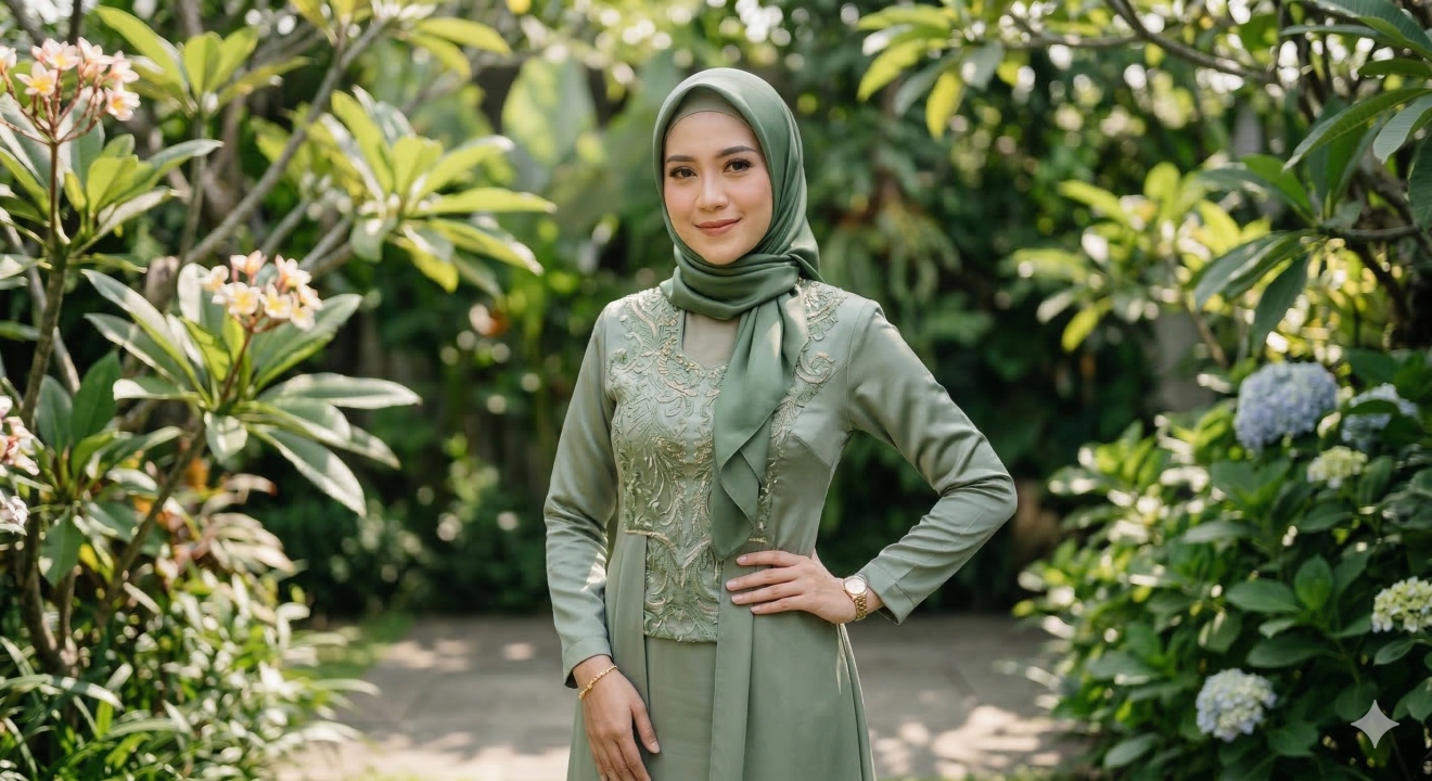 5 Ide pose foto outfit Lebaran sendiri yang profesional cuma pakai kamera HP