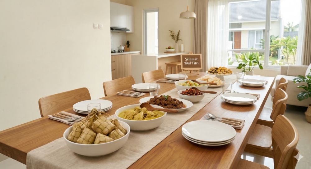 5 Inspirasi meja makan Lebaran clean aesthetic yang cocok untuk rumah tipe 36 dan 45