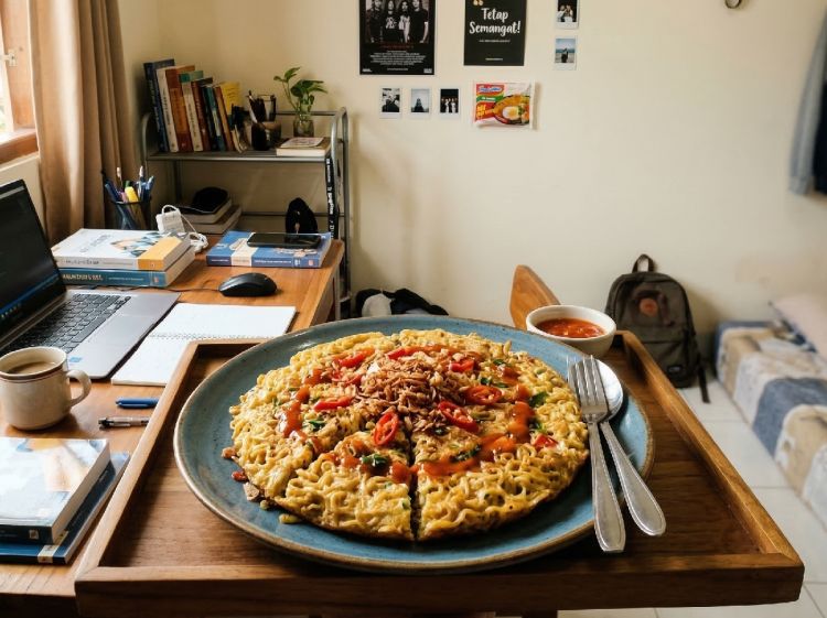 Abang warmindo samping kos pada mudik? Yuk cobain resep omelet mie lezat dengan bahan seadanya di kos