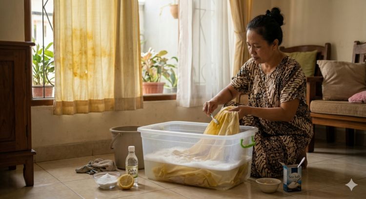 Baru sadar gorden kuning saat Lebaran? Hilangkan nodanya pakai bahan dapur ini