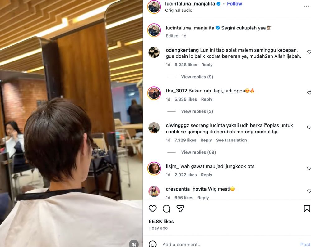 Lucinta Luna Potong Rambut Instagram lucintaluna_manjalita