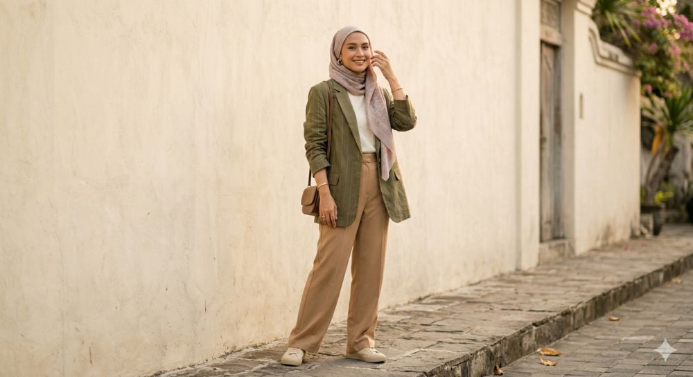 5 Ide pose foto outfit kondangan sendiri pakai kamera HP yang aesthetic dan natural