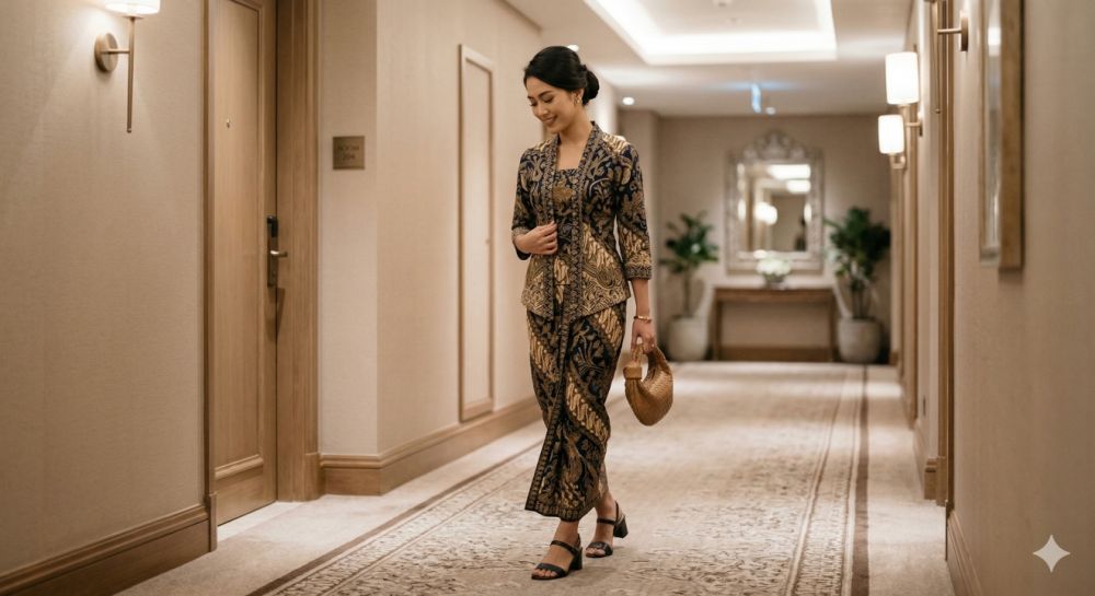 5 Ide pose foto outfit kondangan sendiri pakai kamera HP yang aesthetic dan natural