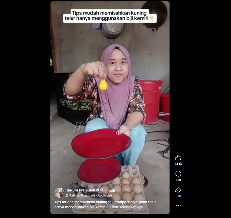 Cuma pakai kemiri, cara unik pisahkan kuning telur tanpa ribet & anti gagal