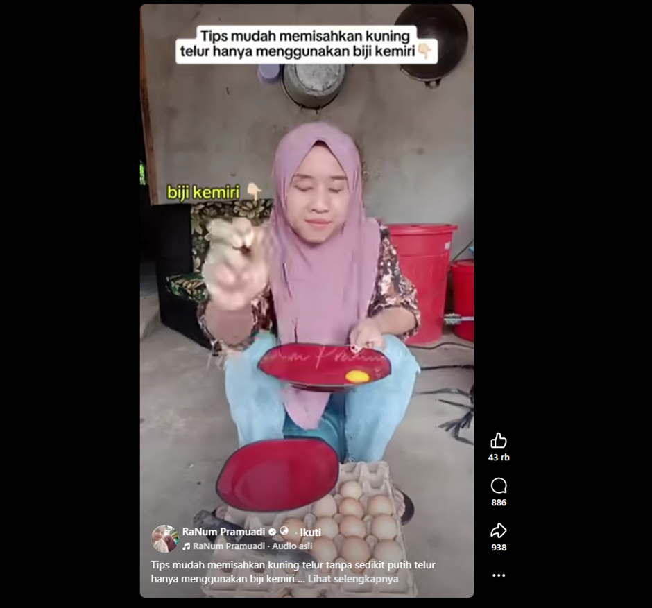 Cuma pakai kemiri, cara unik pisahkan kuning telur tanpa ribet & anti gagal