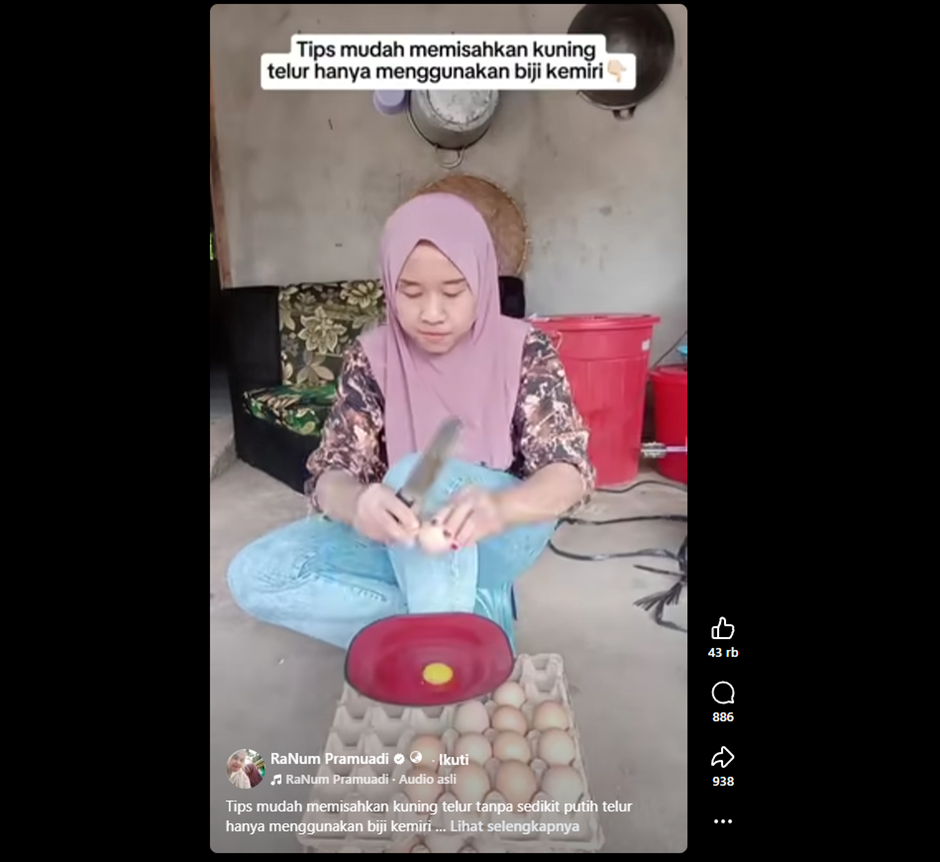 Cuma pakai kemiri, cara unik pisahkan kuning telur tanpa ribet & anti gagal