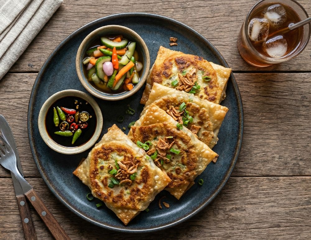 Resep martabak telur kulit pangsit mudah masaknya dan minyaknya sedikit, rasa tetap gurih dan nikmat