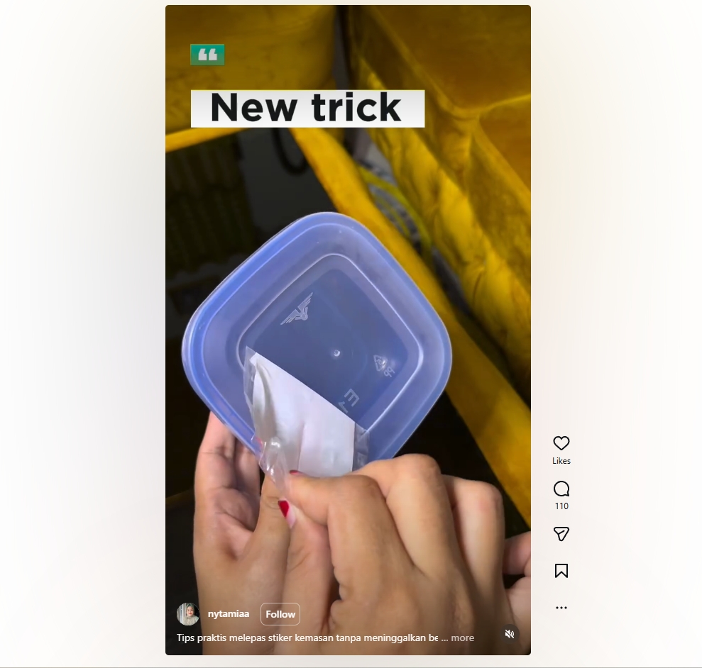 Cara melepas stiker di wadah makanan tanpa bekas lengket, dijamin bersih