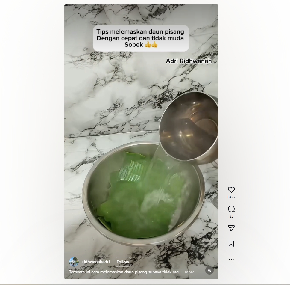 Cara bikin daun pisang lentur tanpa sobek, cuma pakai air cuka langsung siap bungkus
