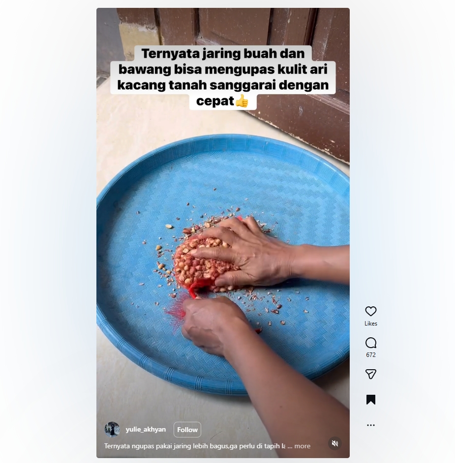 Trik ubah jaring apel jadi alat kupas kacang super cepat, emak-emak wajib coba