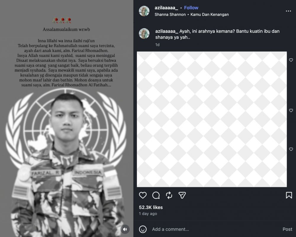 Istri Praka Farizal Rhomadhon foto: Instagram/@azilaaaaa_; Instagram/@farizalrmdn17