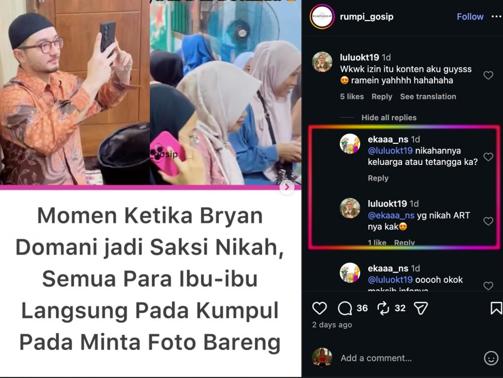 5 Potret Bryan Domani jadi saksi nikah ART, membaur dengan warga dan dikerubungi ibu-ibu