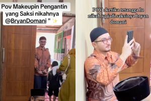 5 Potret Bryan Domani jadi saksi nikah ART, membaur dengan warga dan dikerubungi ibu-ibu