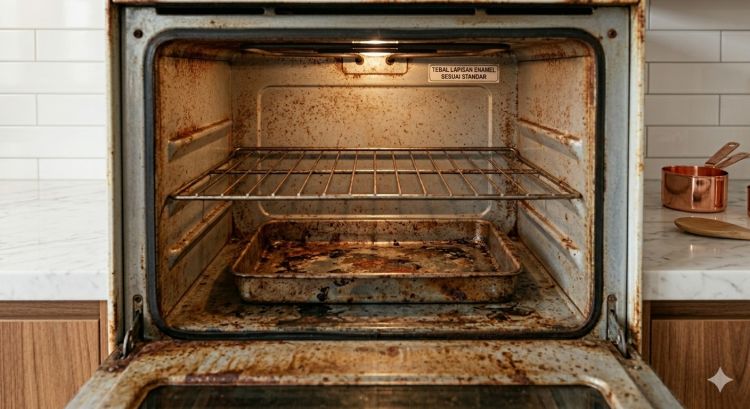 Cuma modal baking soda, karat di rak oven bisa rontok seketika, begini langkah mudahnya
