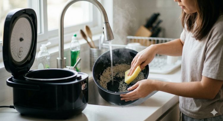 Kerak nasi di rice cooker langsung luruh pakai cara ini, tanpa sikat kasar, tanpa rendam lama